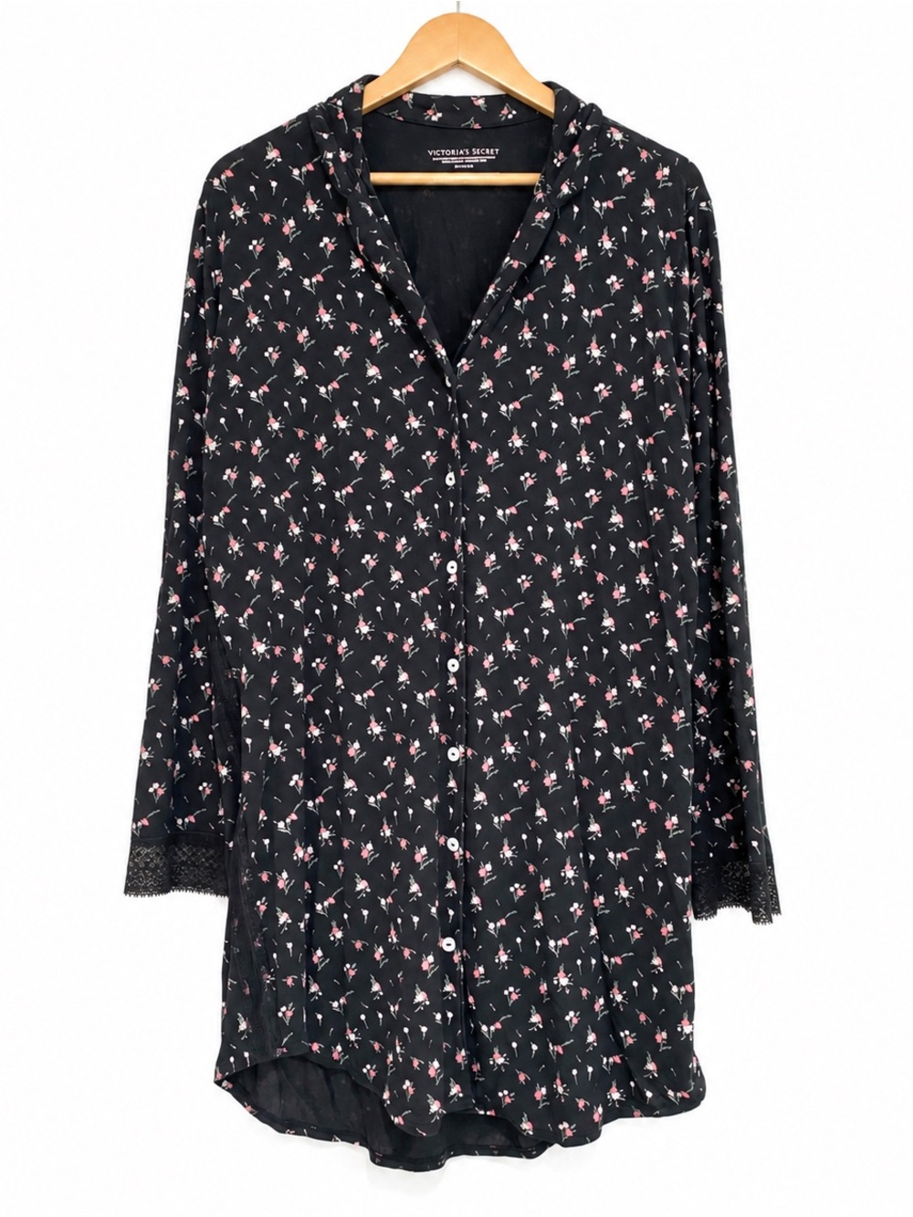 Victoria’s Secret Sleep Shirt M Black Floral